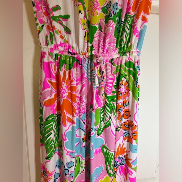 Lilly Pulitzer Target Maxi Dress Nosey Posey Strapless White Pink Size Mesium‎ - Picture 3 of 9